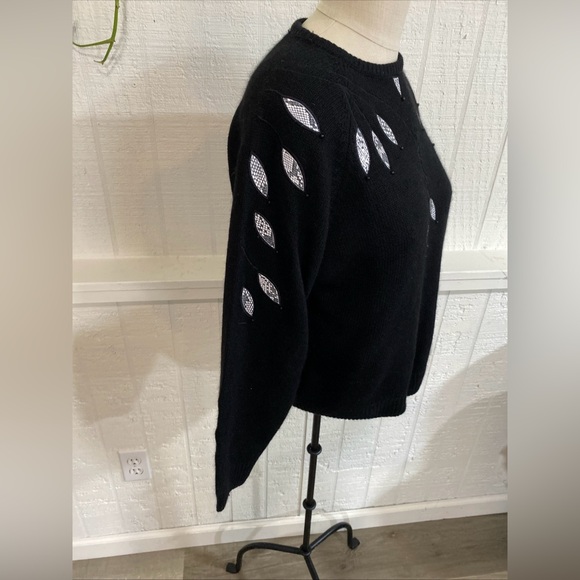 Vintage Lord Isaac’s Black Crewneck Sweater Snakeskin Appliqué Silk Angora Med - Picture 2 of 13